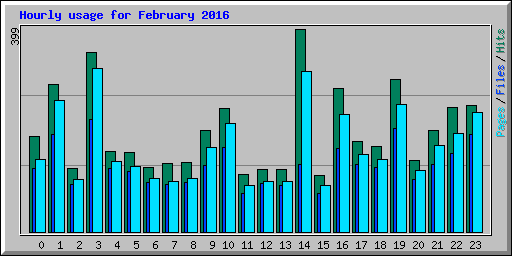 Hourly usage for February 2016