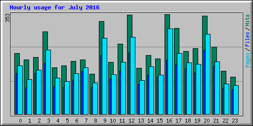 Hourly usage for July 2016