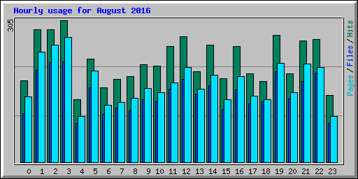 Hourly usage for August 2016